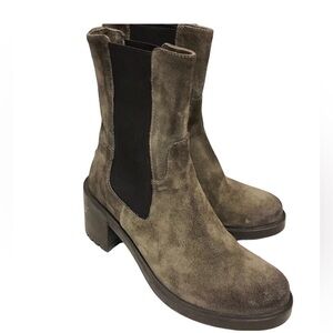 EMANUELE CRASTO | Italian Made Brown Suede Lug Sole Heeled Chelsea Boots size 38